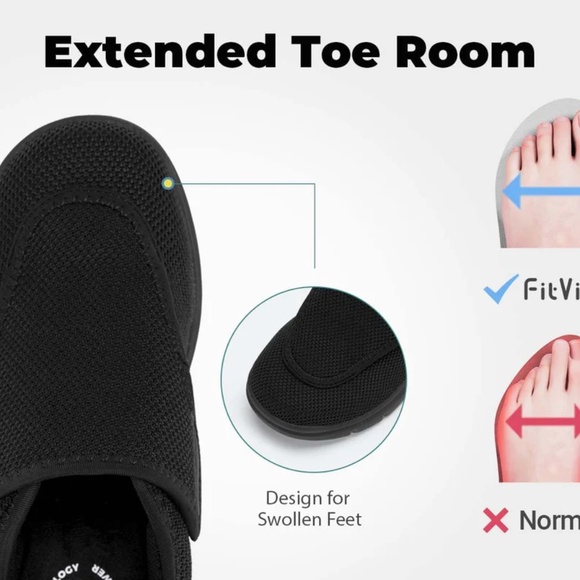 FitVille Men's 8W or Women's 10W EasyTop Adjustable Wings Diabetic Shoes - Picture 7 of 9